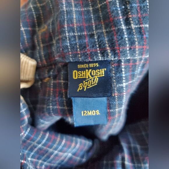 Osh Kosh B' gosh Kids Tan Overalls Flannel Lining Size 12 months - Picture 8 of 10
